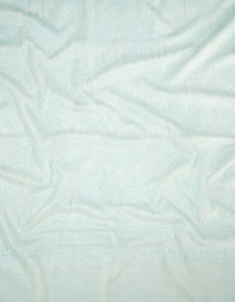 pearl white GI jamma embroidery pashmina shawl 9389