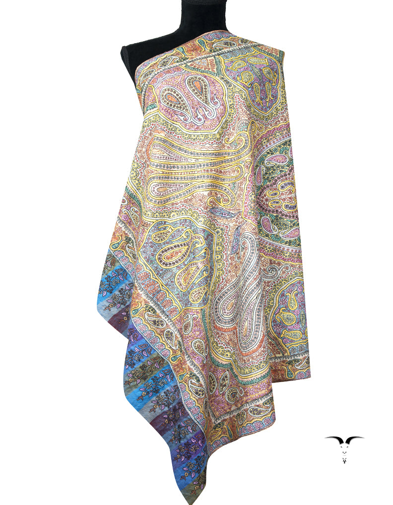 multicoloured GI jamma embroidery pashmina shawl 9407