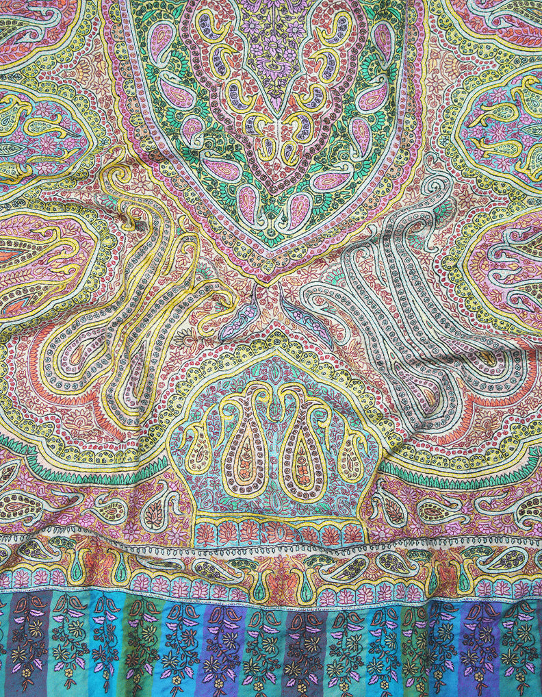multicoloured GI jamma embroidery pashmina shawl 9407