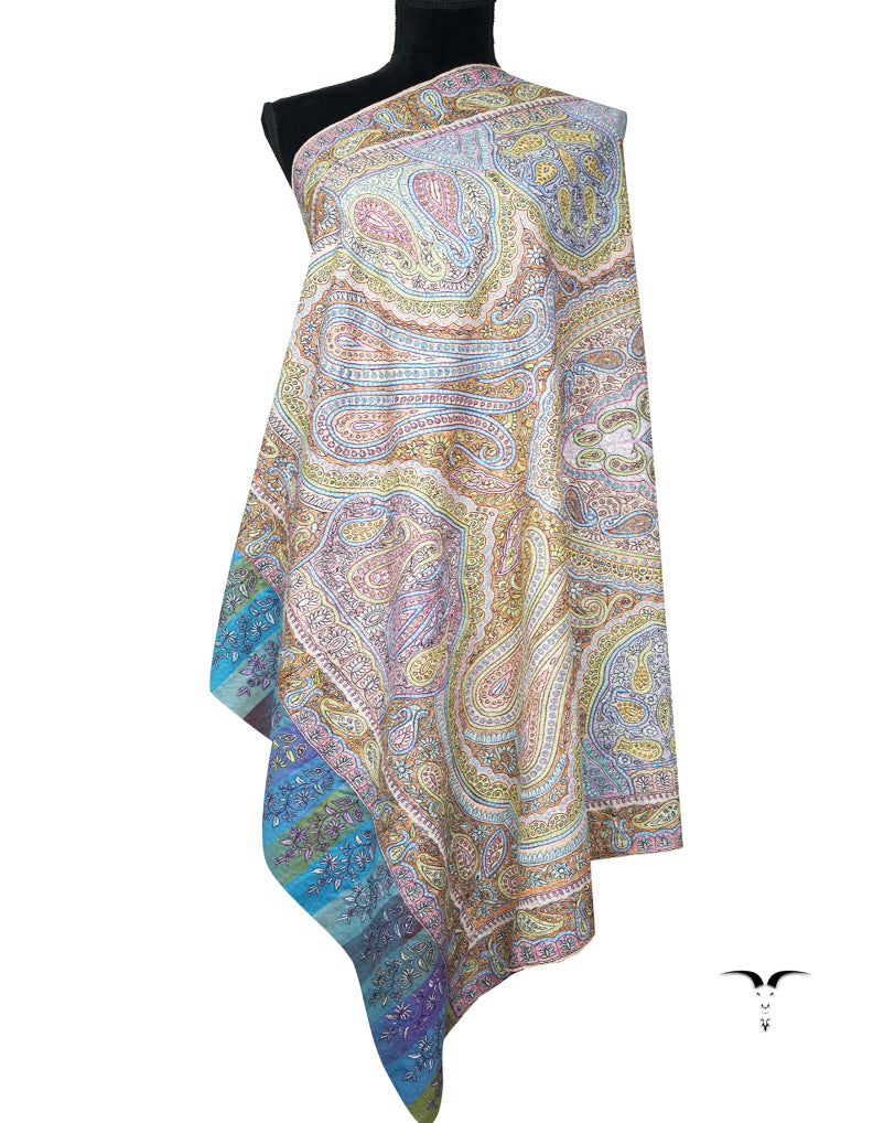 multi-coloured jamma GI embroidery pashmina shawl 9411