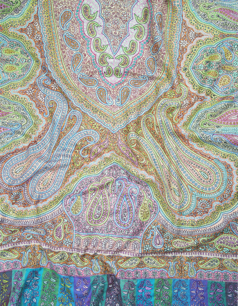 multi-coloured jamma GI embroidery pashmina shawl 9411