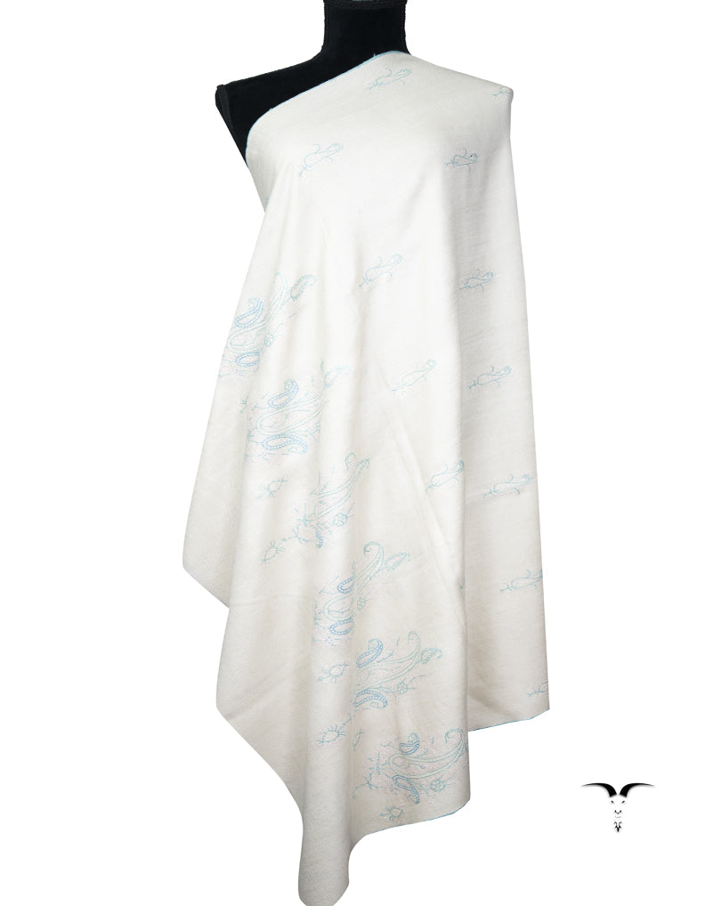 off white butis GI embroidery pashmina shawl 9418