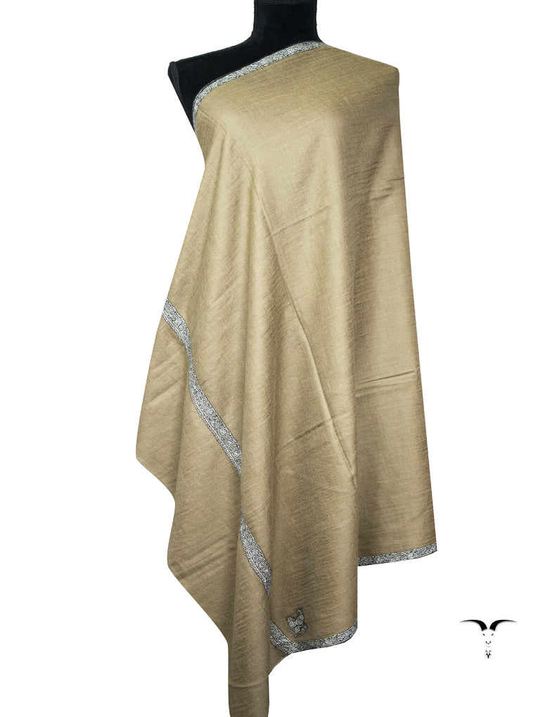 peanut natural GI embroidery pashmina shawl 9420