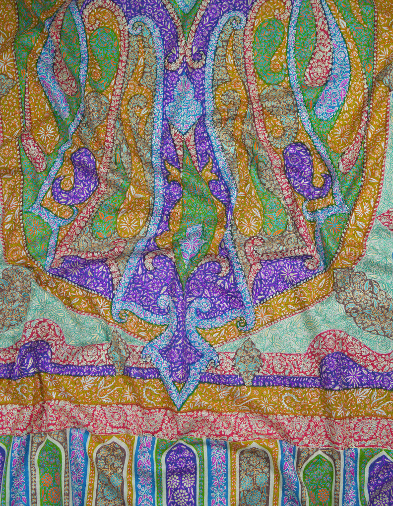 multi-colored GI jamma embroidery pashmina shawl 9421
