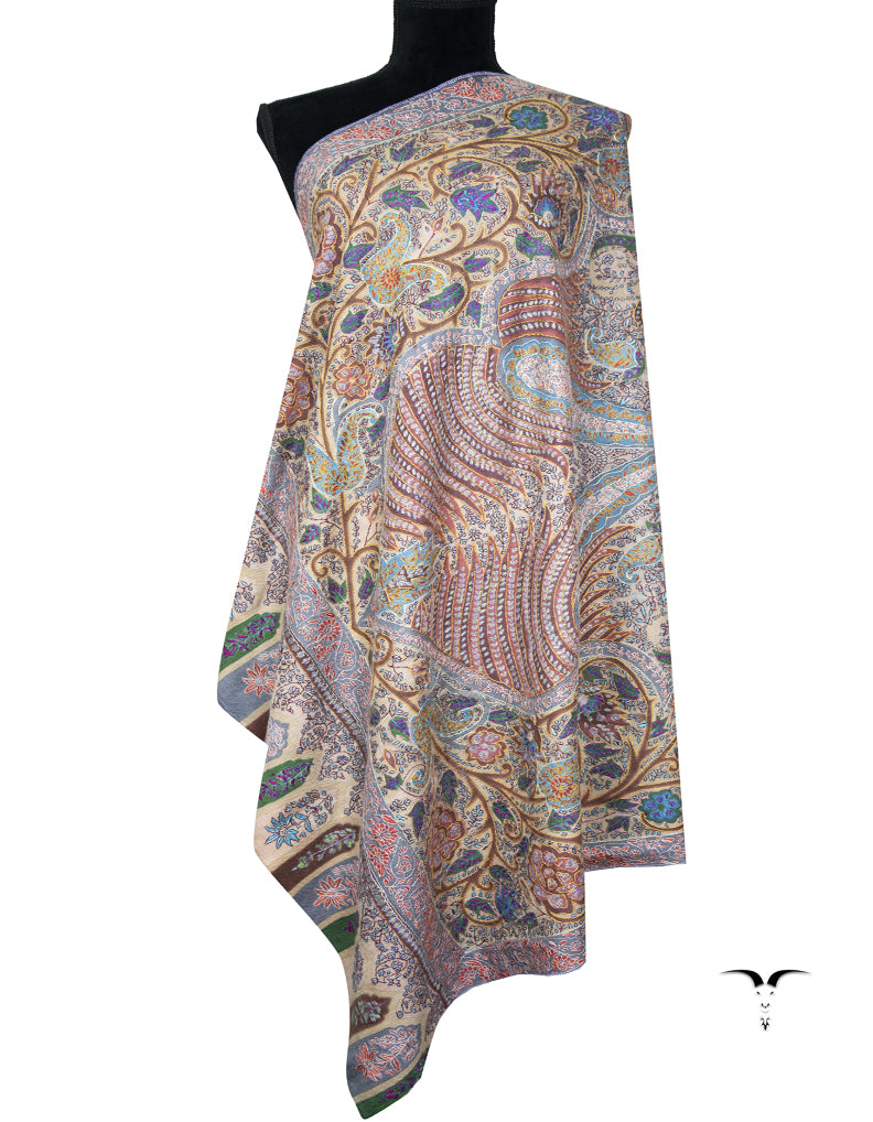 multi-colored GI jamma embroidery pashmina shawl 9425