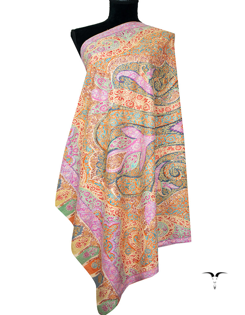 multi-colored GI jamma embroidery pashmina shawl 9427