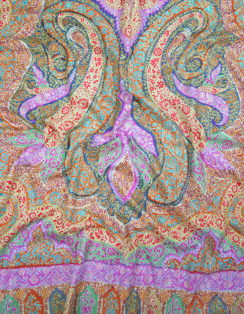 multi-colored GI jamma embroidery pashmina shawl 9427
