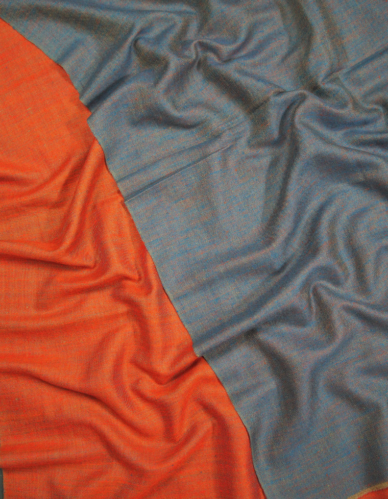 orange and pigeon blue reversible shawl 9429