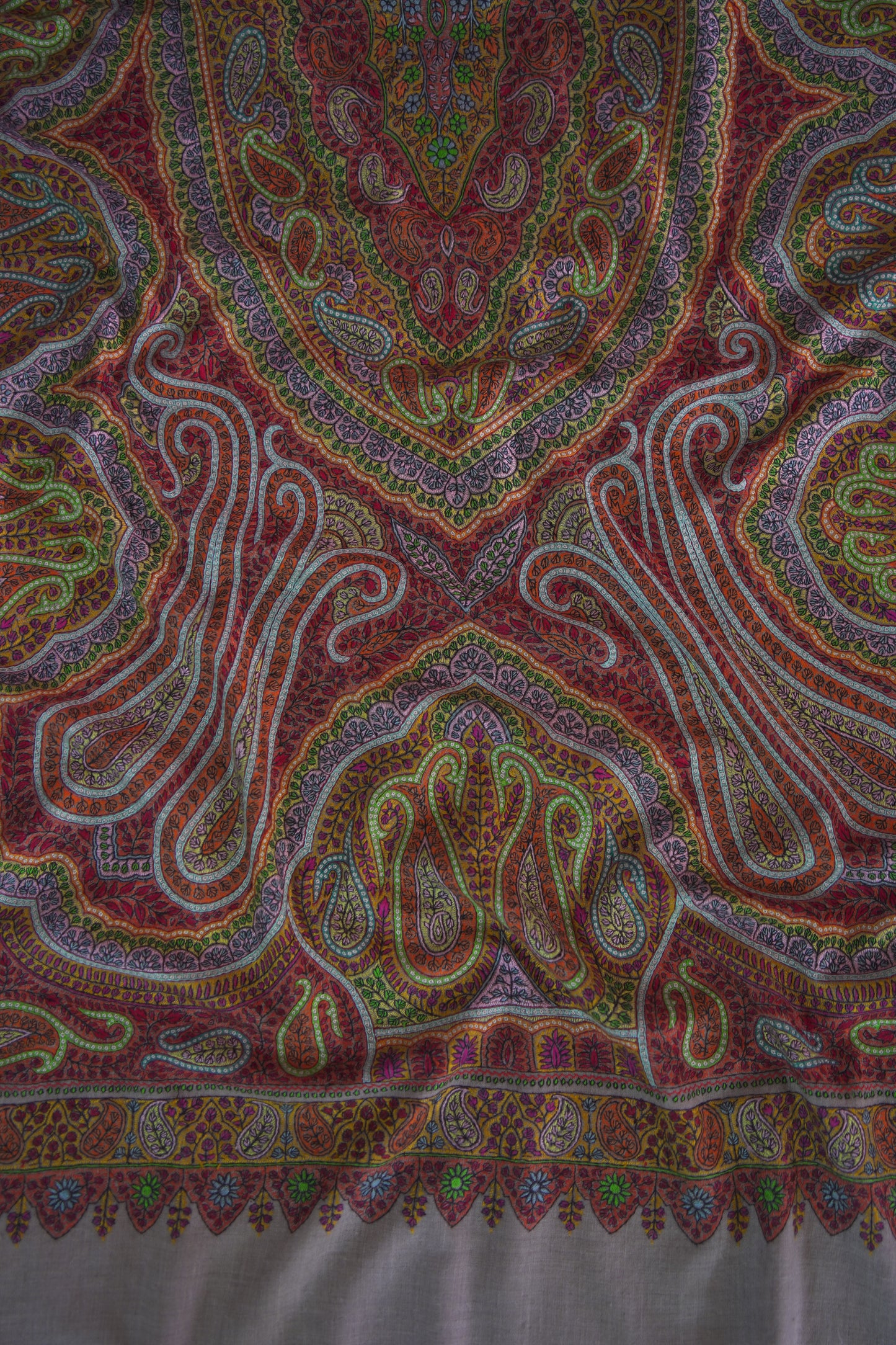 multi-coloured GI jamma sozni embroidery pashmina shawl 9469