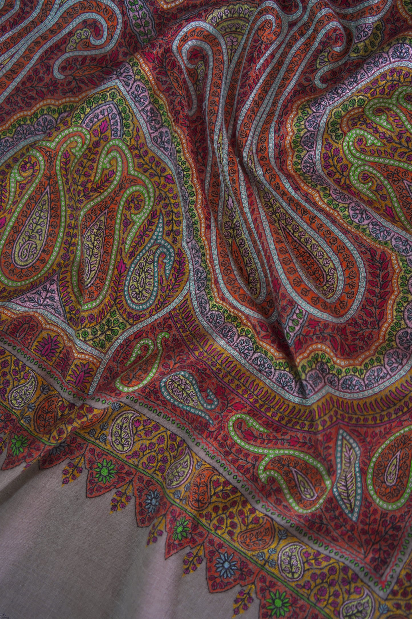 multi-coloured GI jamma sozni embroidery pashmina shawl 9469