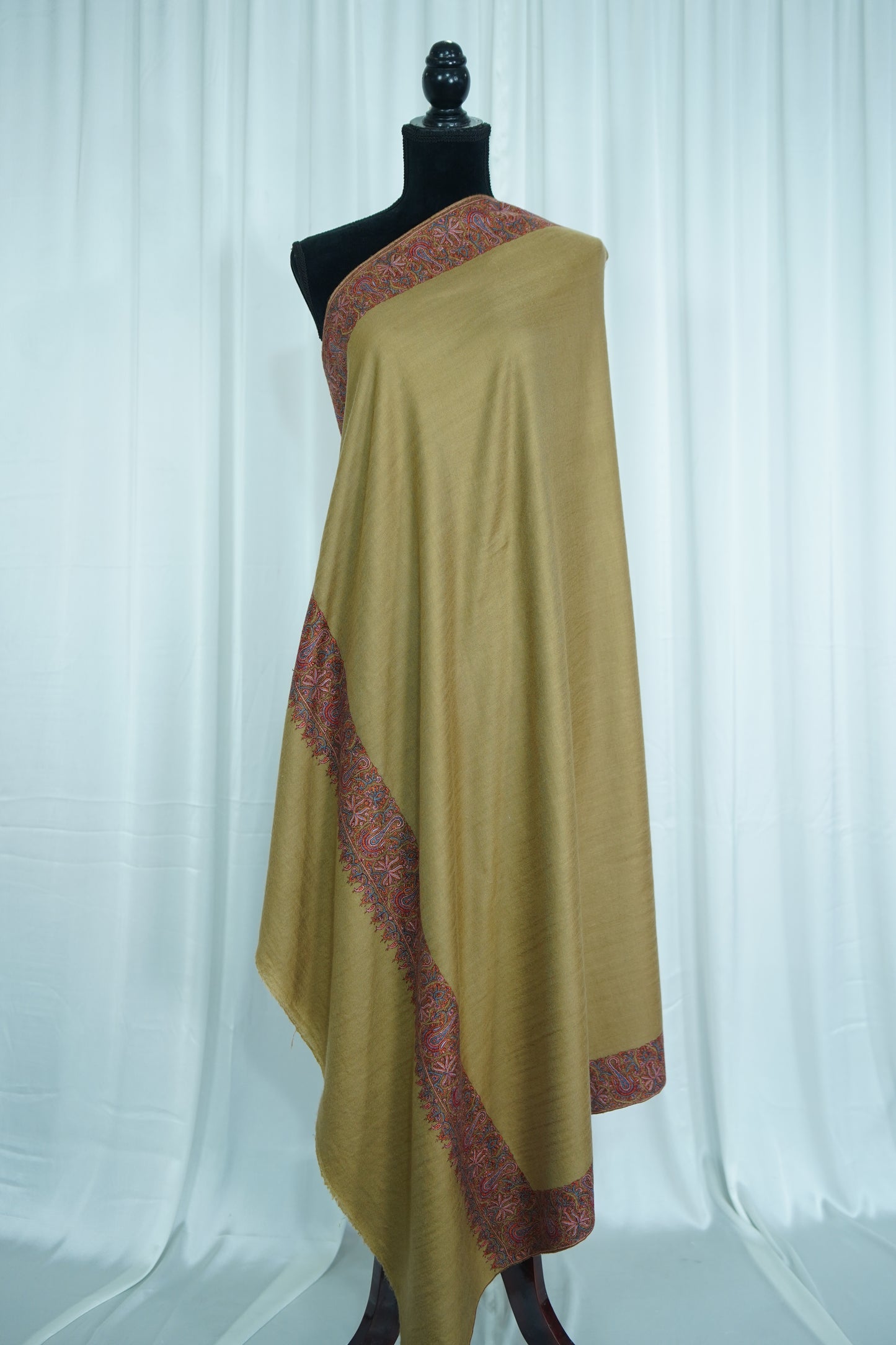 flaxen GI embroidery pashmina shawl 9472