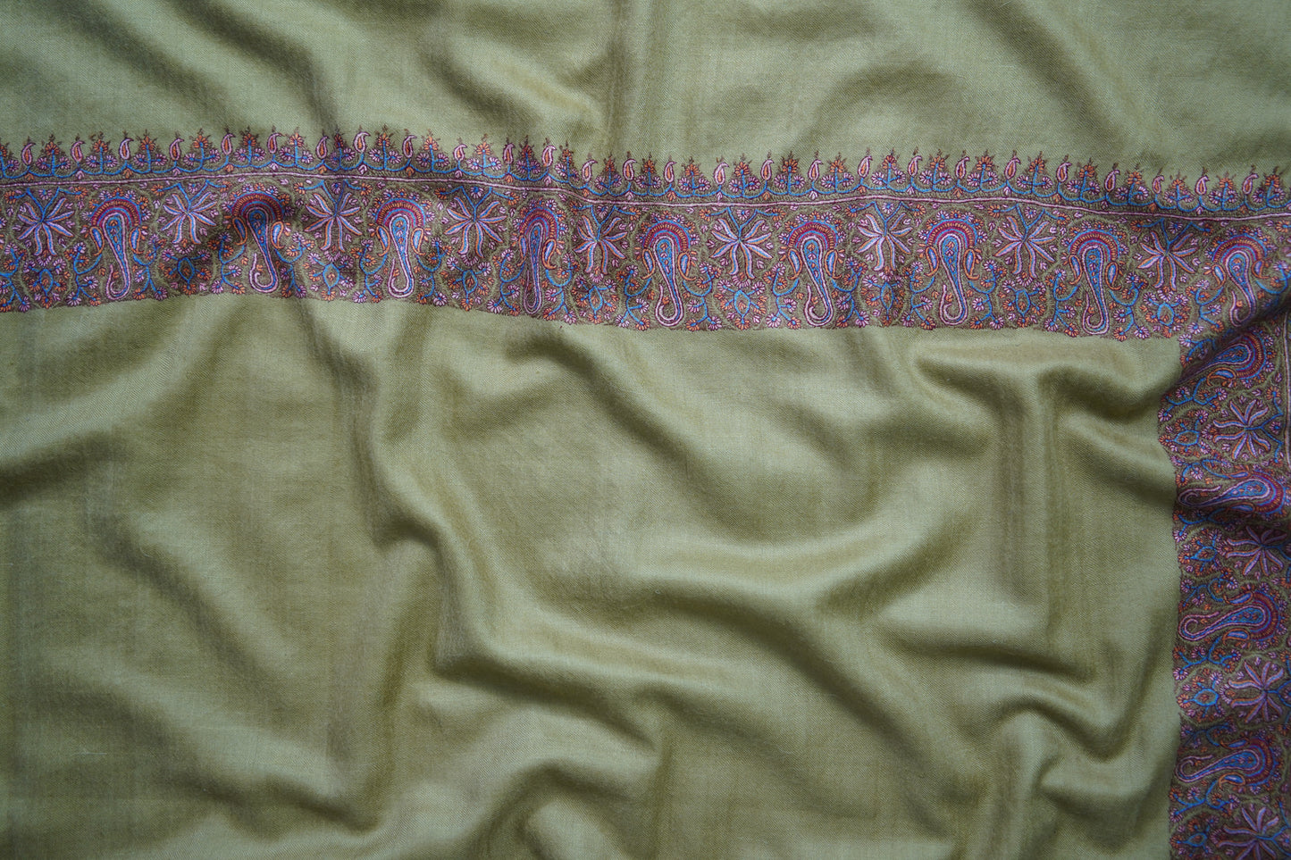 flaxen GI embroidery pashmina shawl 9472