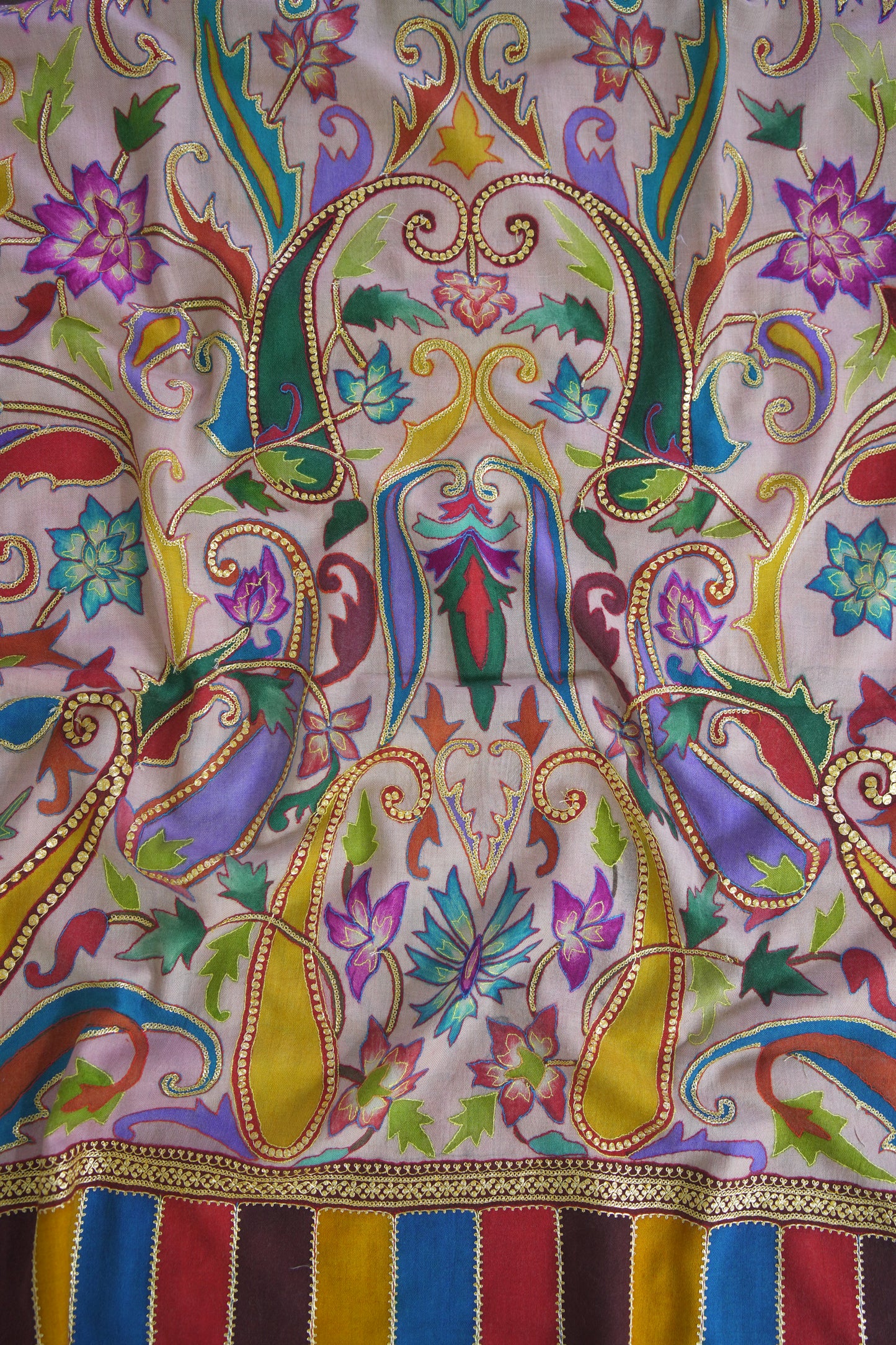 multi-coloured tilla embroidery pashmina shawl 9478