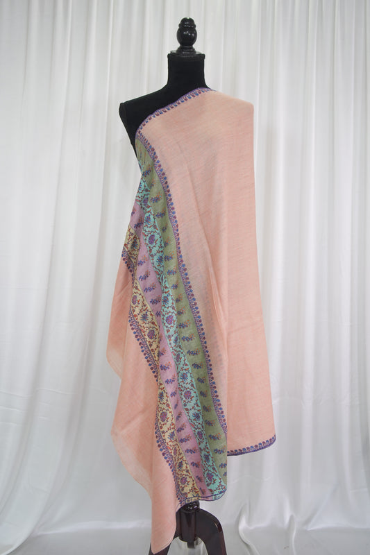 lemonade pink GI embroidery pashmina shawl 9479