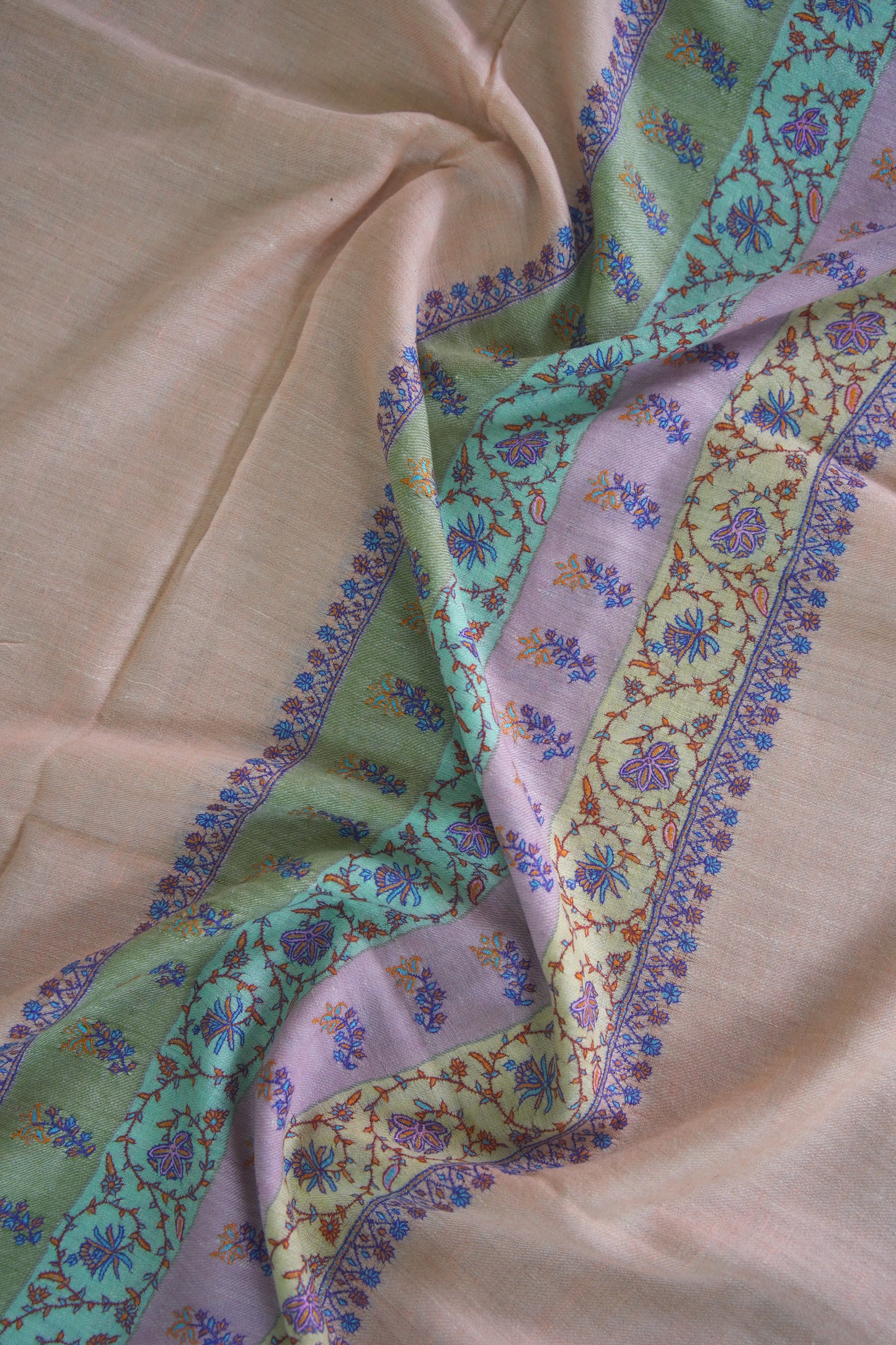 lemonade pink GI embroidery pashmina shawl 9479