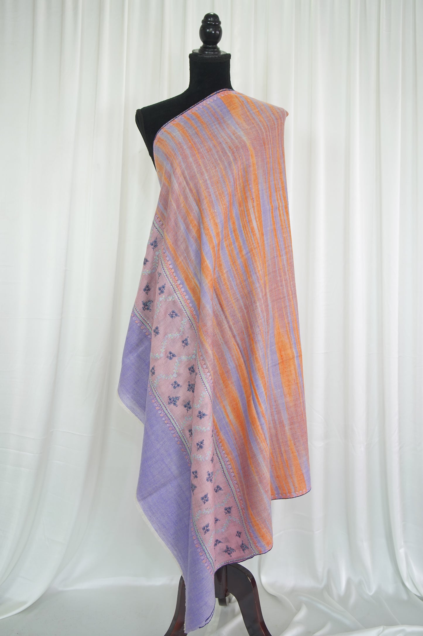 multi-coloured GI ekat embroidery pashmina shawl 9480