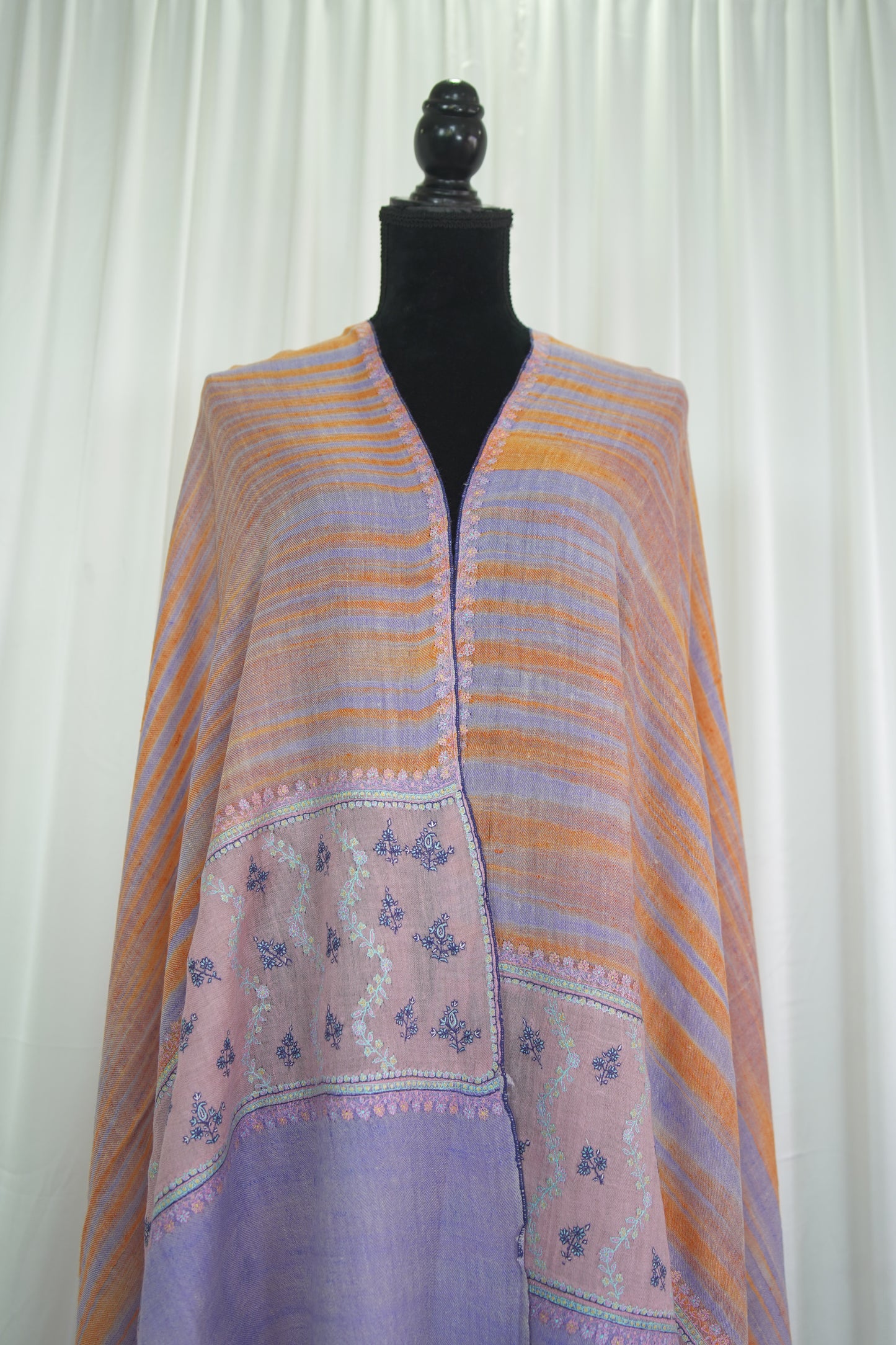 multi-coloured GI ekat embroidery pashmina shawl 9480