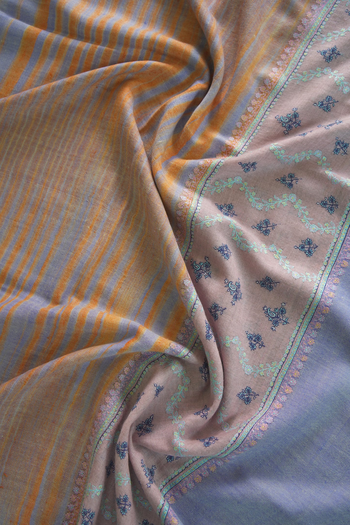 multi-coloured GI ekat embroidery pashmina shawl 9480