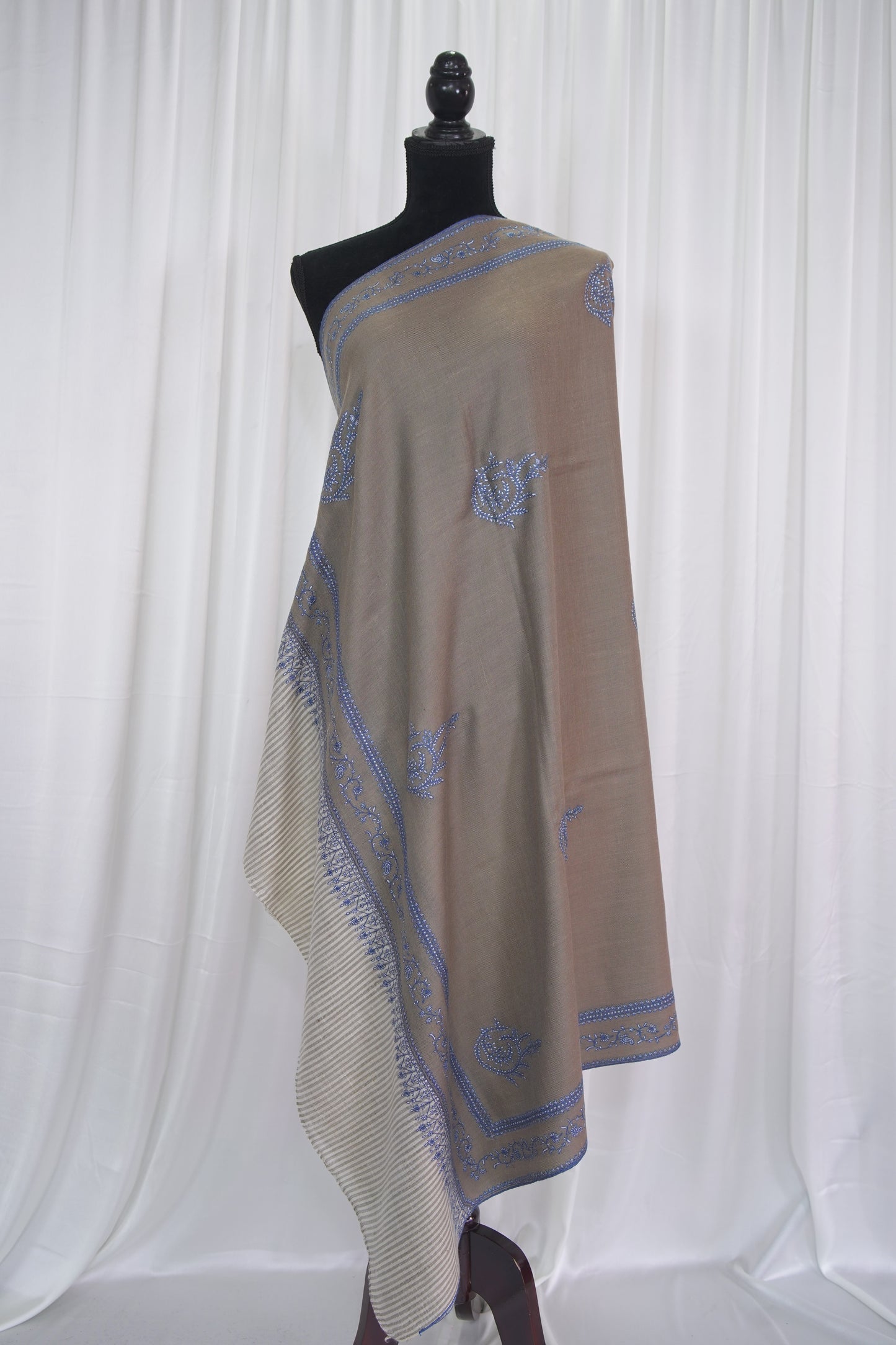 dark natural GI embroidery pashmina shawl 9483