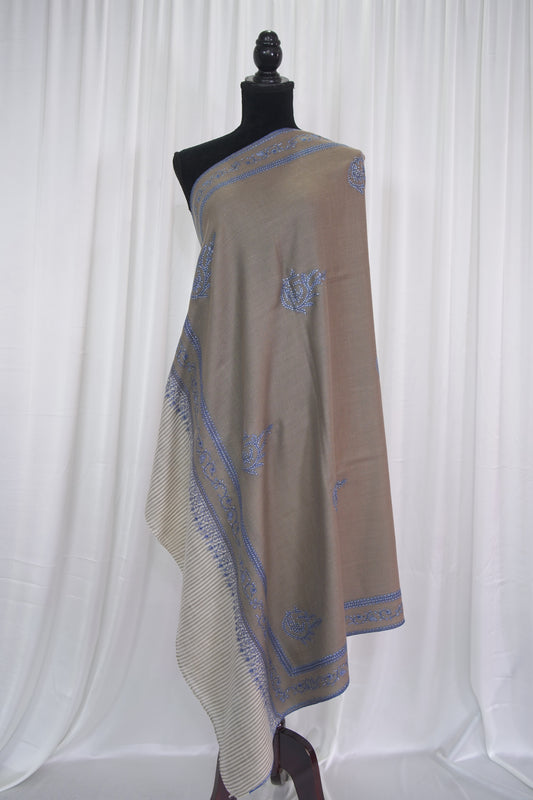 dark natural GI embroidery pashmina shawl 9483
