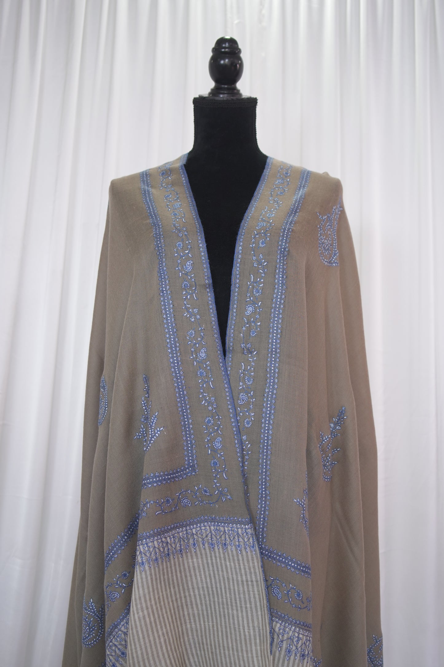 dark natural GI embroidery pashmina shawl 9483