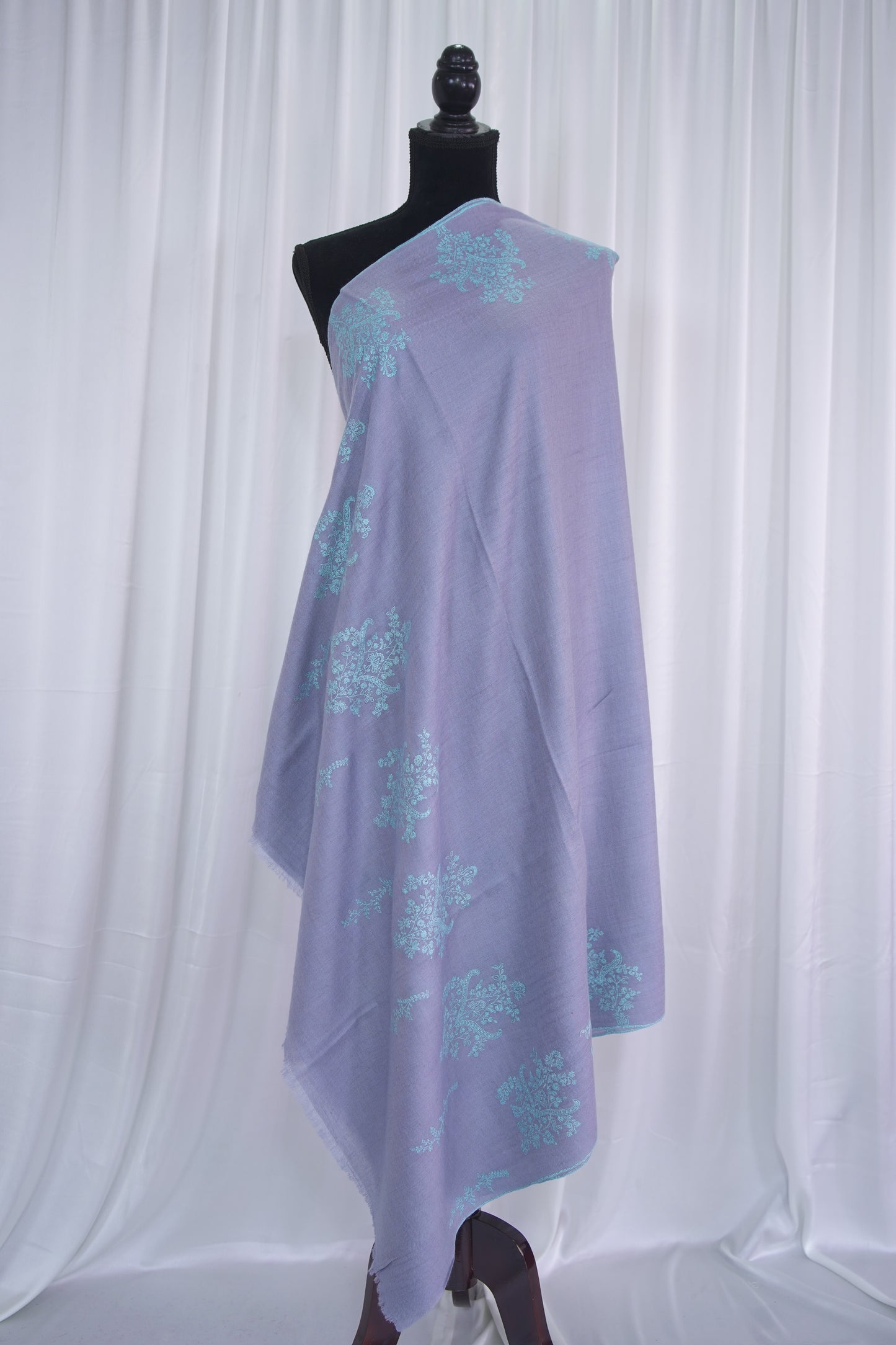 pigeon blue GI embroidery pashmina shawl 9484