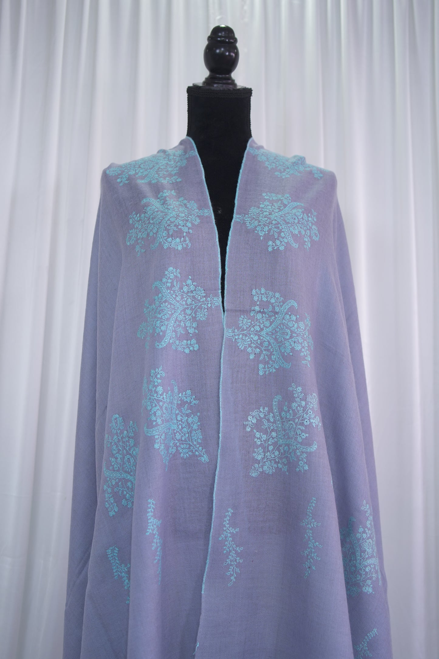 pigeon blue GI embroidery pashmina shawl 9484