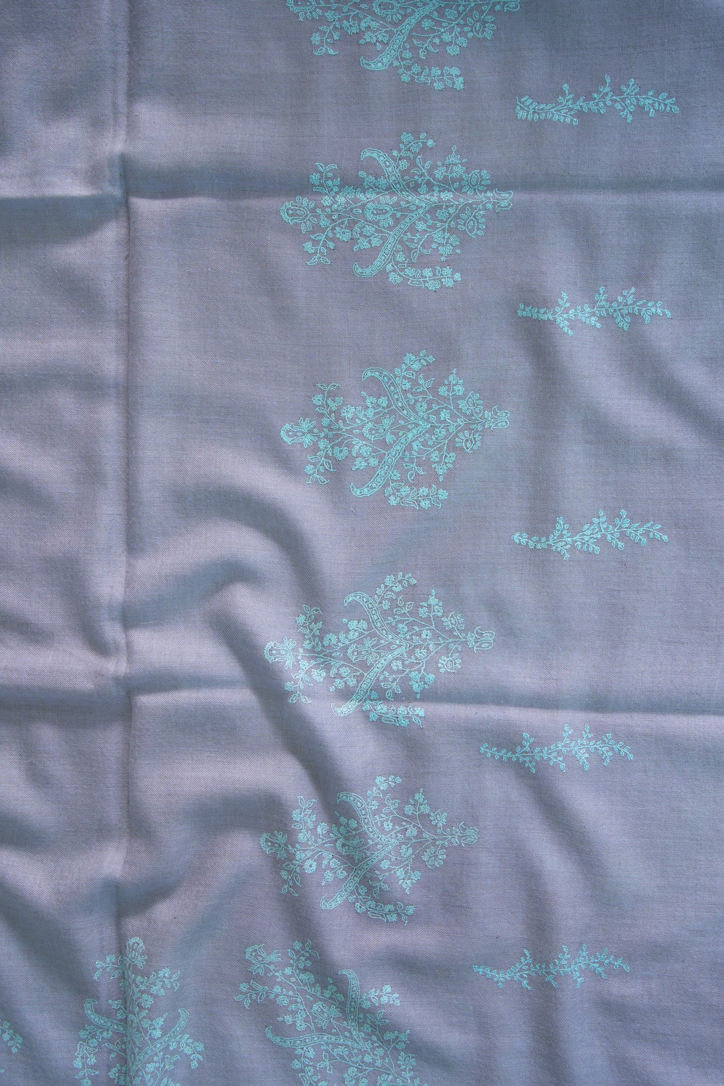 pigeon blue GI embroidery pashmina shawl 9484