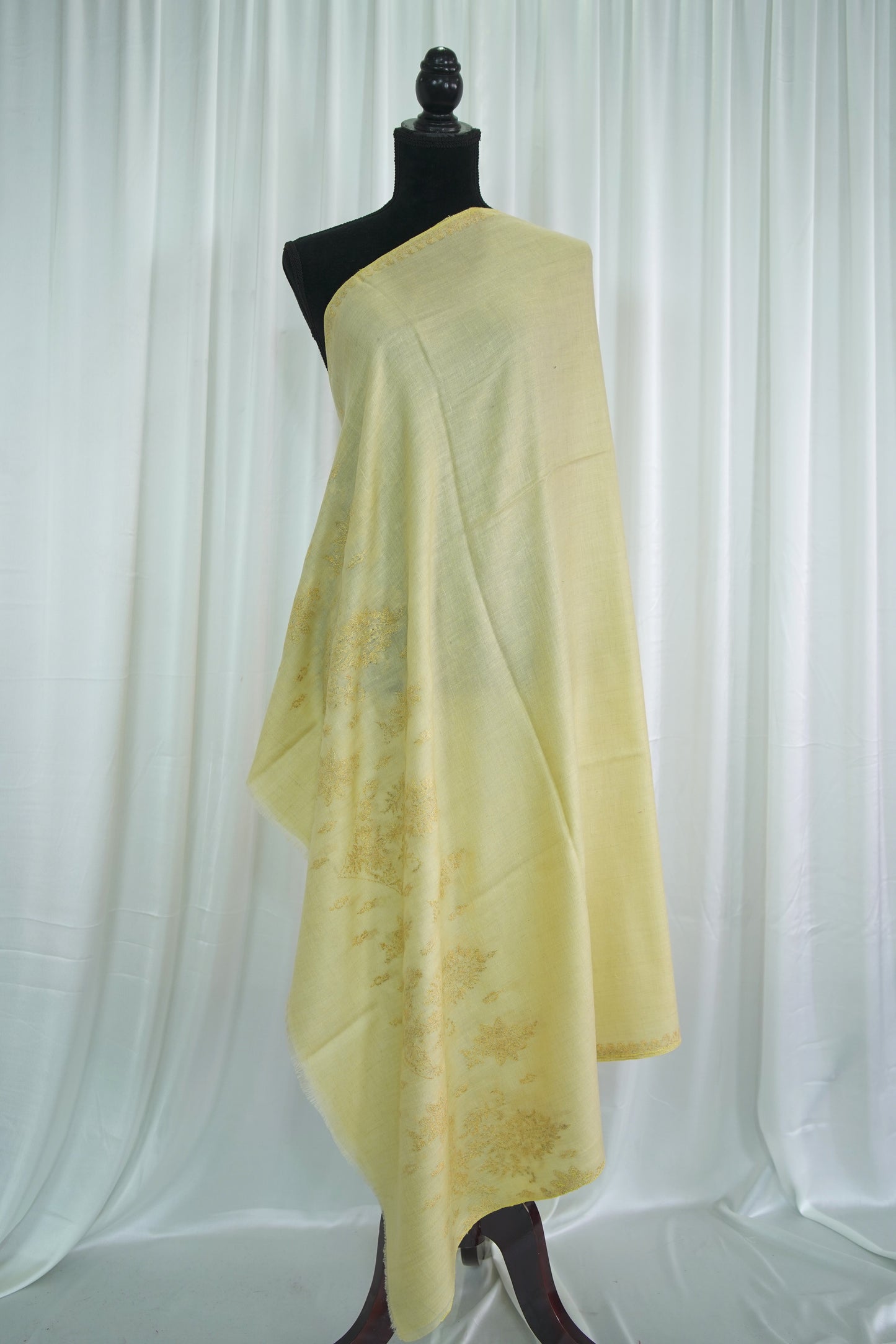 banana yellow GI embroidery pashmina shawl 9485