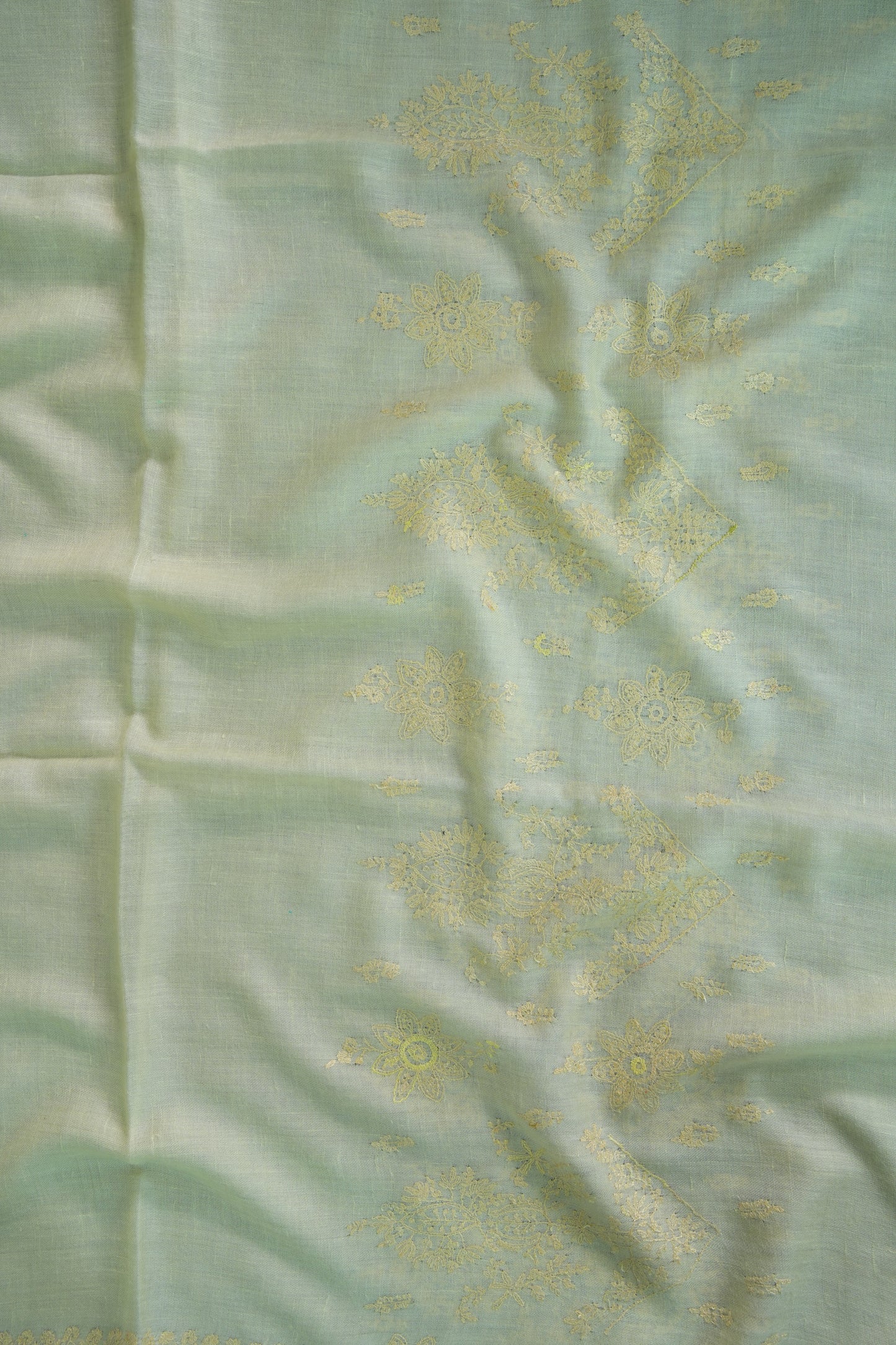 banana yellow GI embroidery pashmina shawl 9485