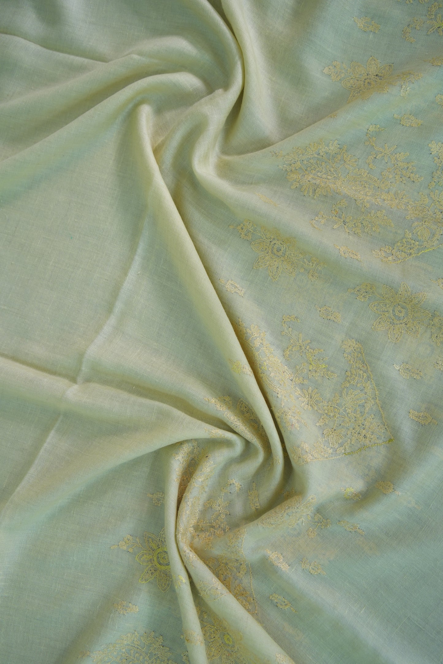 banana yellow GI embroidery pashmina shawl 9485