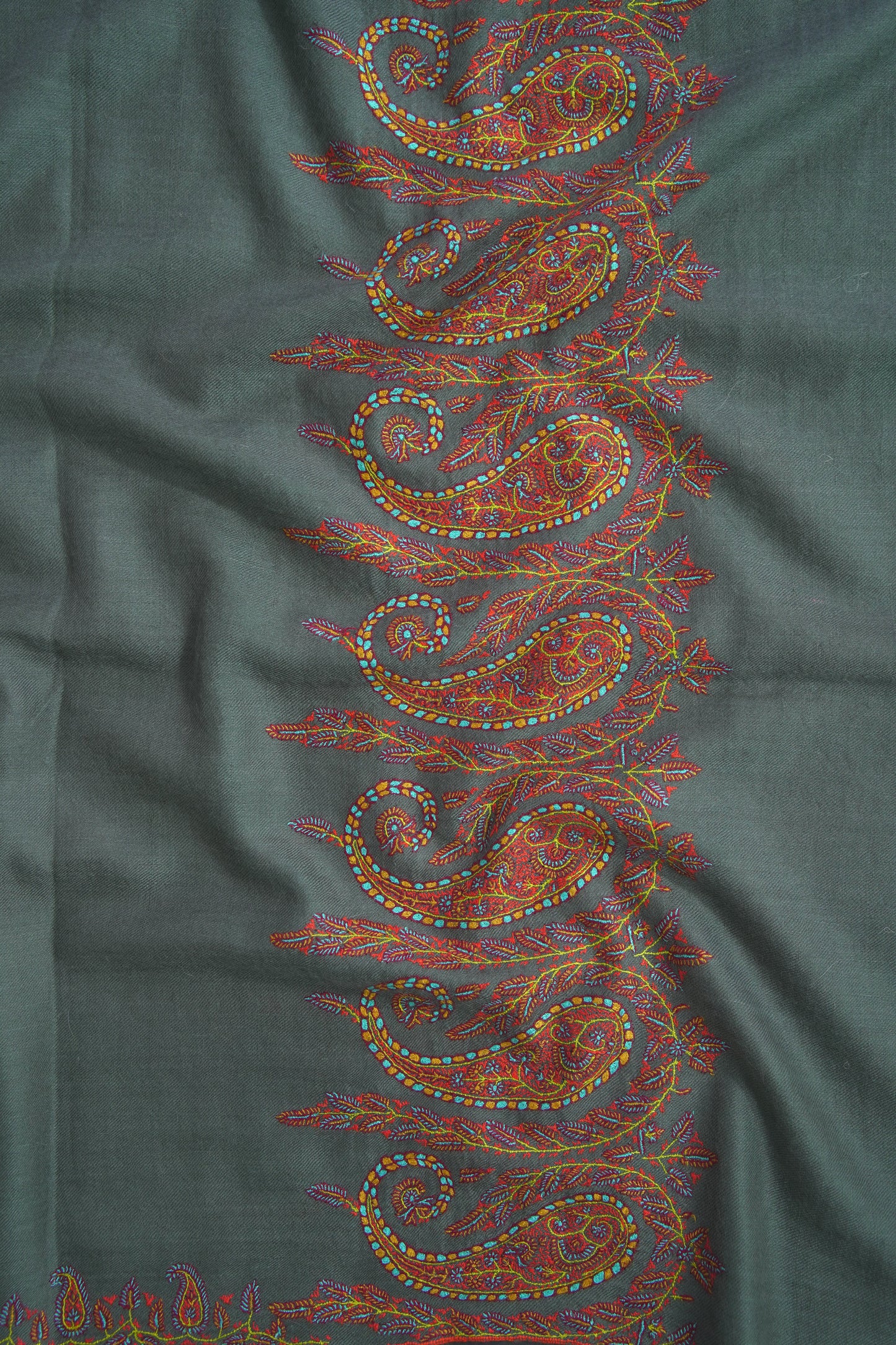 shadow gray GI embroidery pashmina shawl 9489