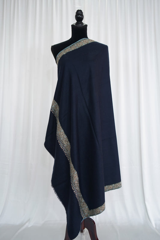 indigo blue GI embroidery pashmina shawl 9490