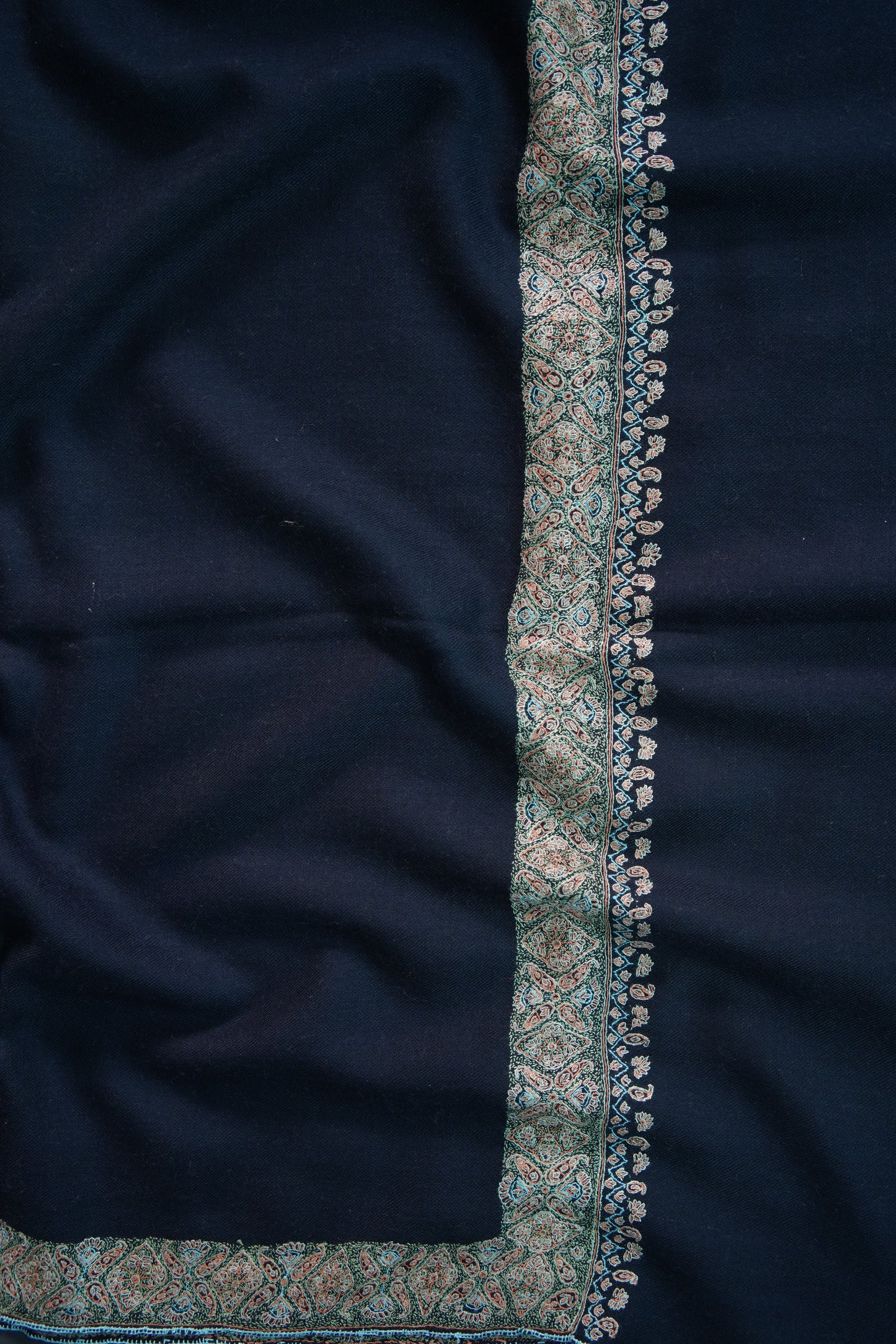 indigo blue GI embroidery pashmina shawl 9490