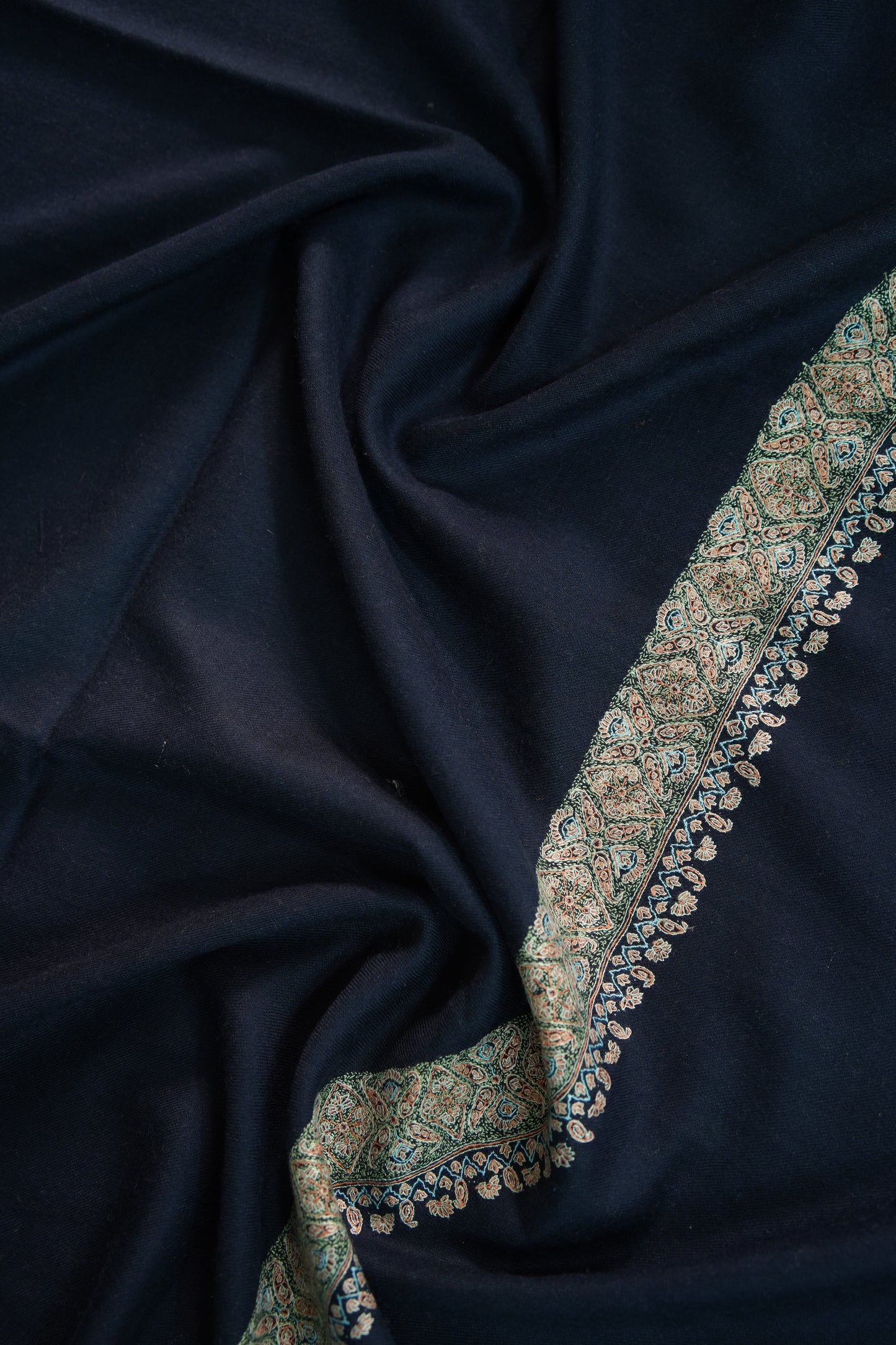indigo blue GI embroidery pashmina shawl 9490