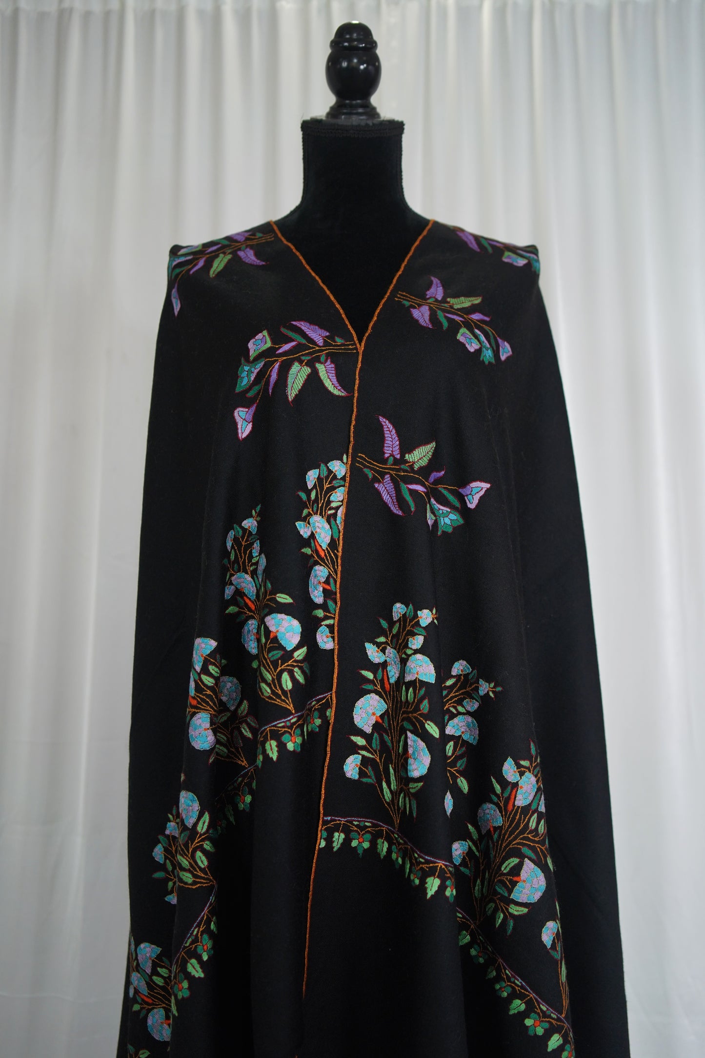 black GI embroidery pashmina shawl 9491