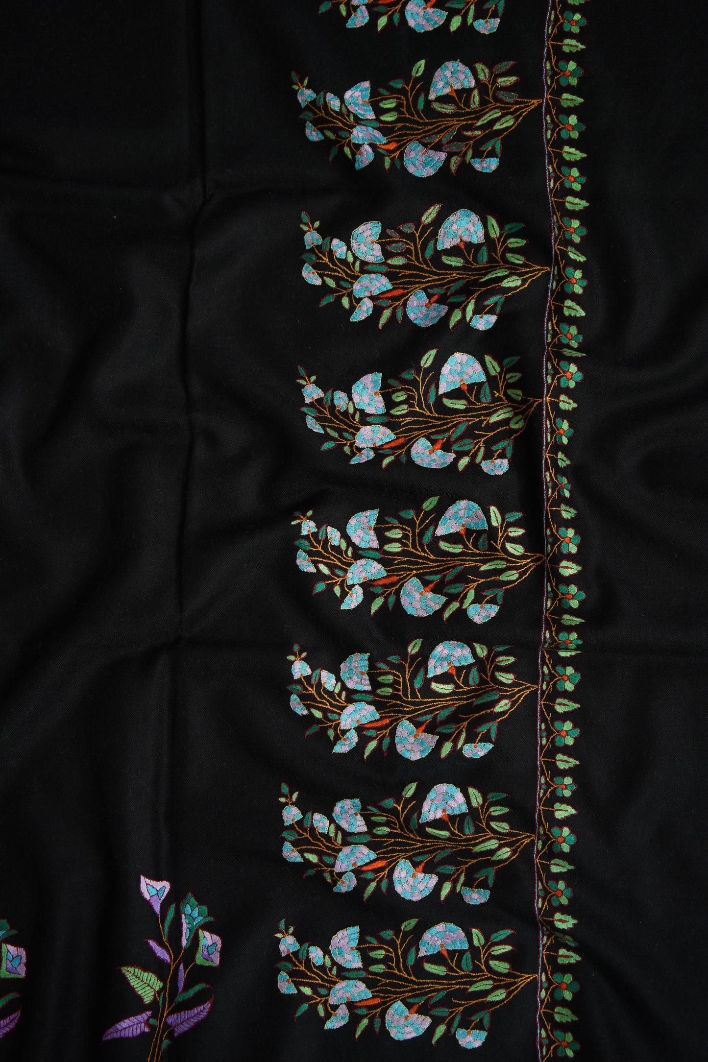 black GI embroidery pashmina shawl 9491