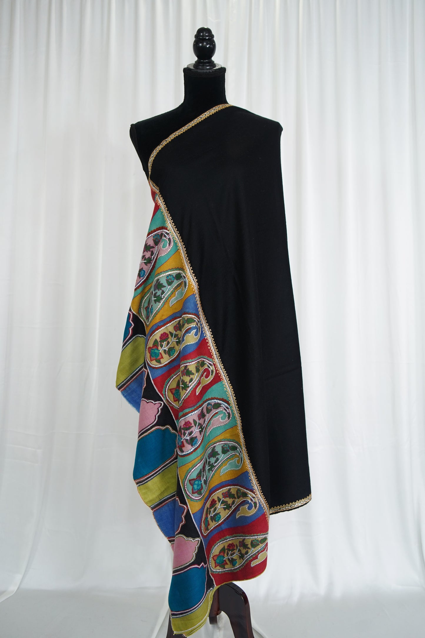 black tilla embroidery pashmina shawl 9492