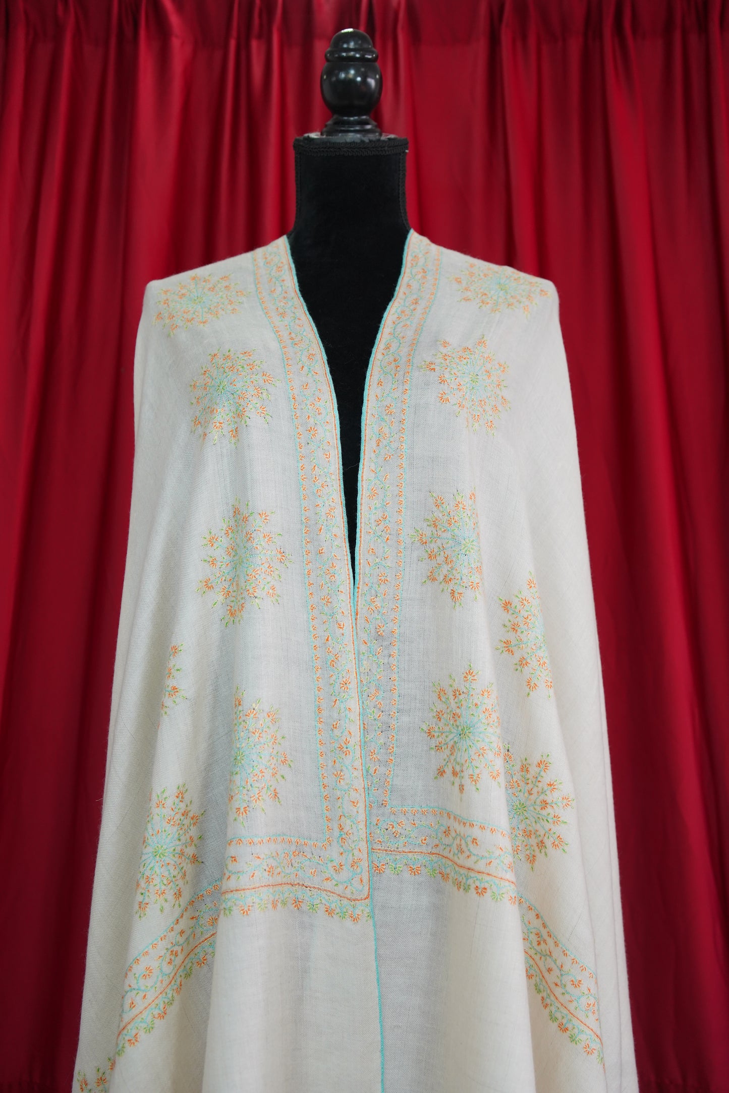 snow white GI embroidery pashmina shawl 9498