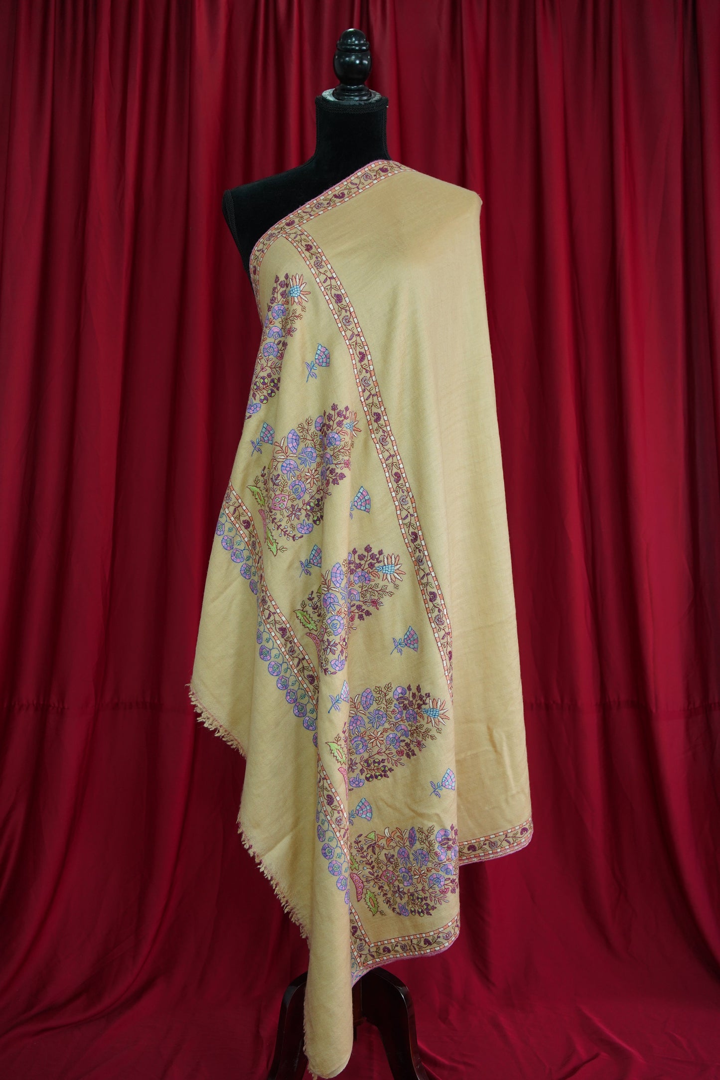 flax GI embroidery pashmina shawl 9499