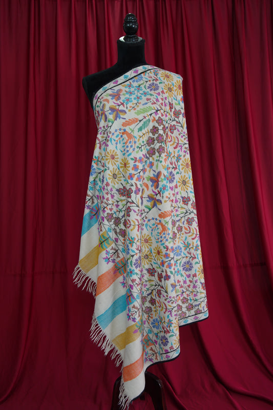 white base kani jamma shawl 9501