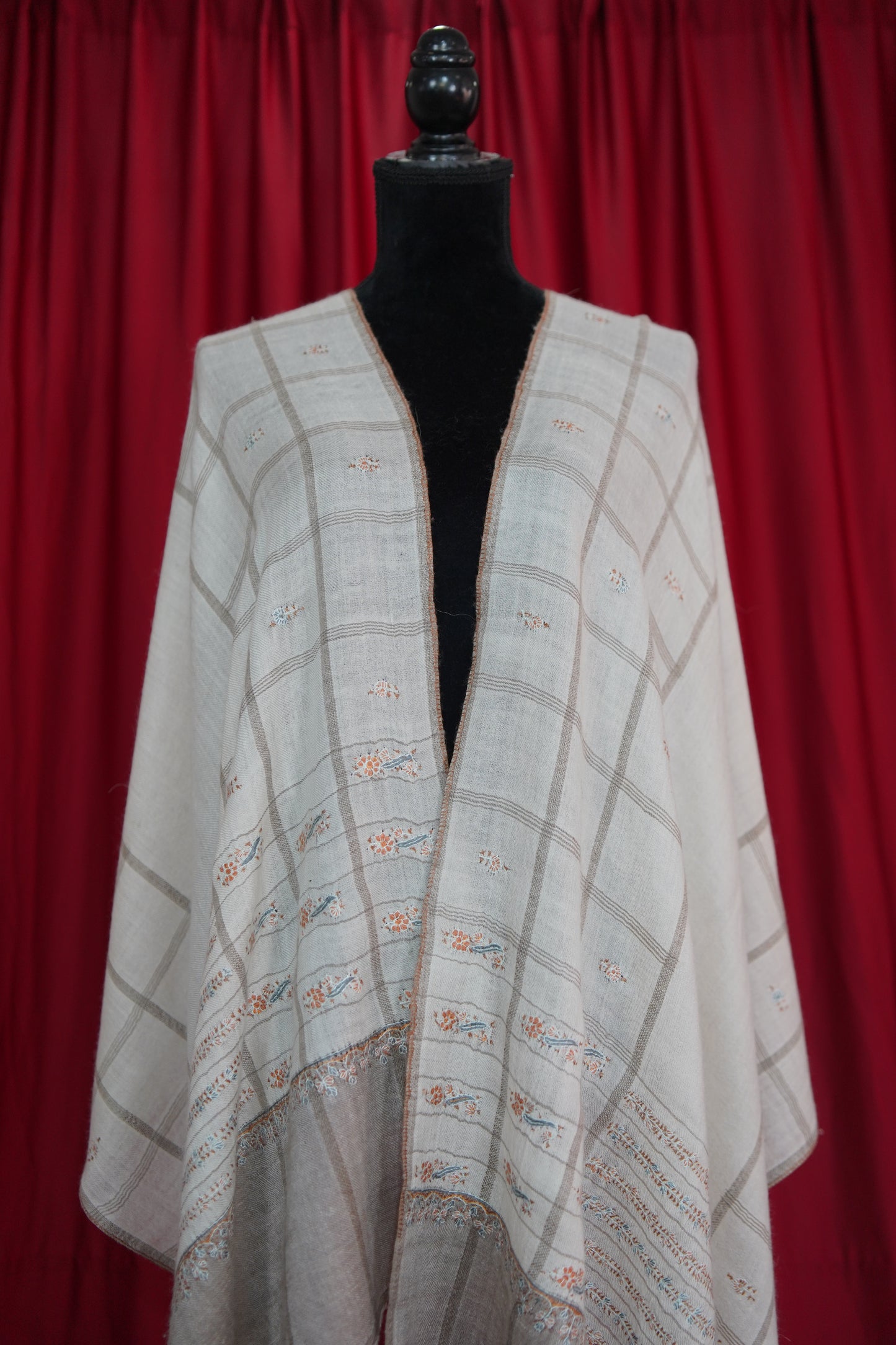off white GI embroidery pashmina stole 9504