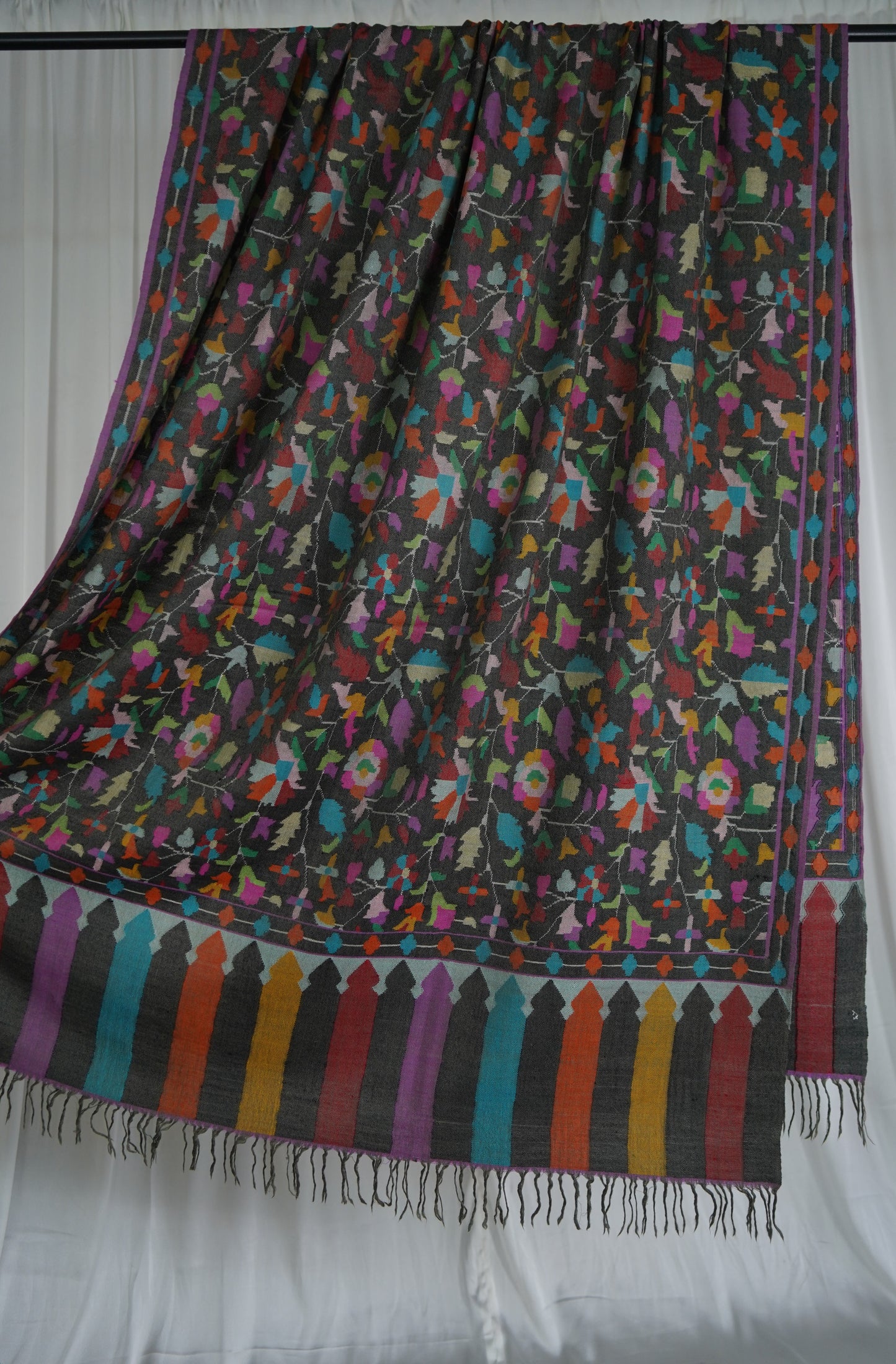 Charcoal black XL kani jamma shawl 9507