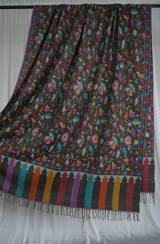 Charcoal black XL kani jamma shawl 9507