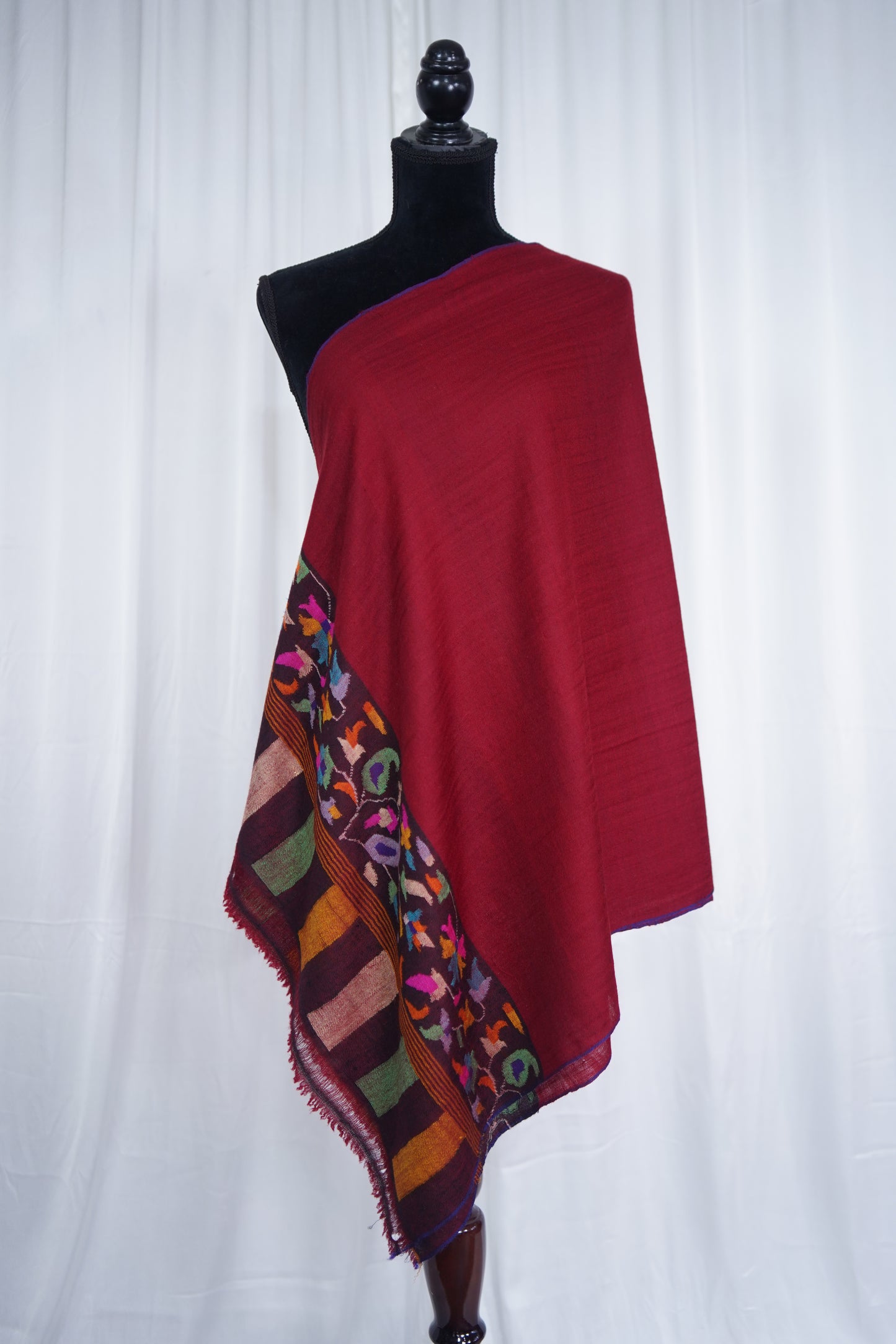 Maroon GI kani paldaar pashmina stole 9510