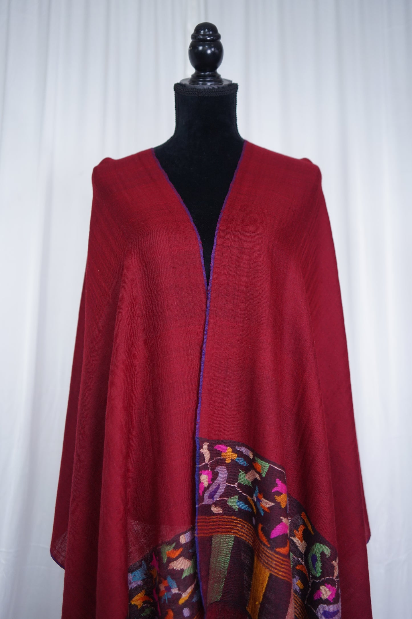 Maroon GI kani paldaar pashmina stole 9510