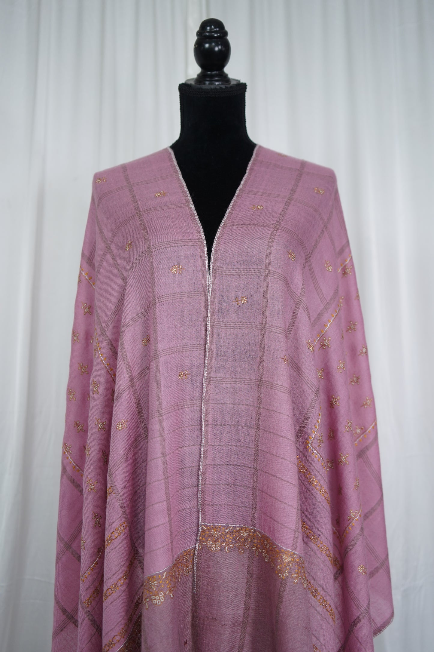Flamingo GI embroidery pashmina stole 9511