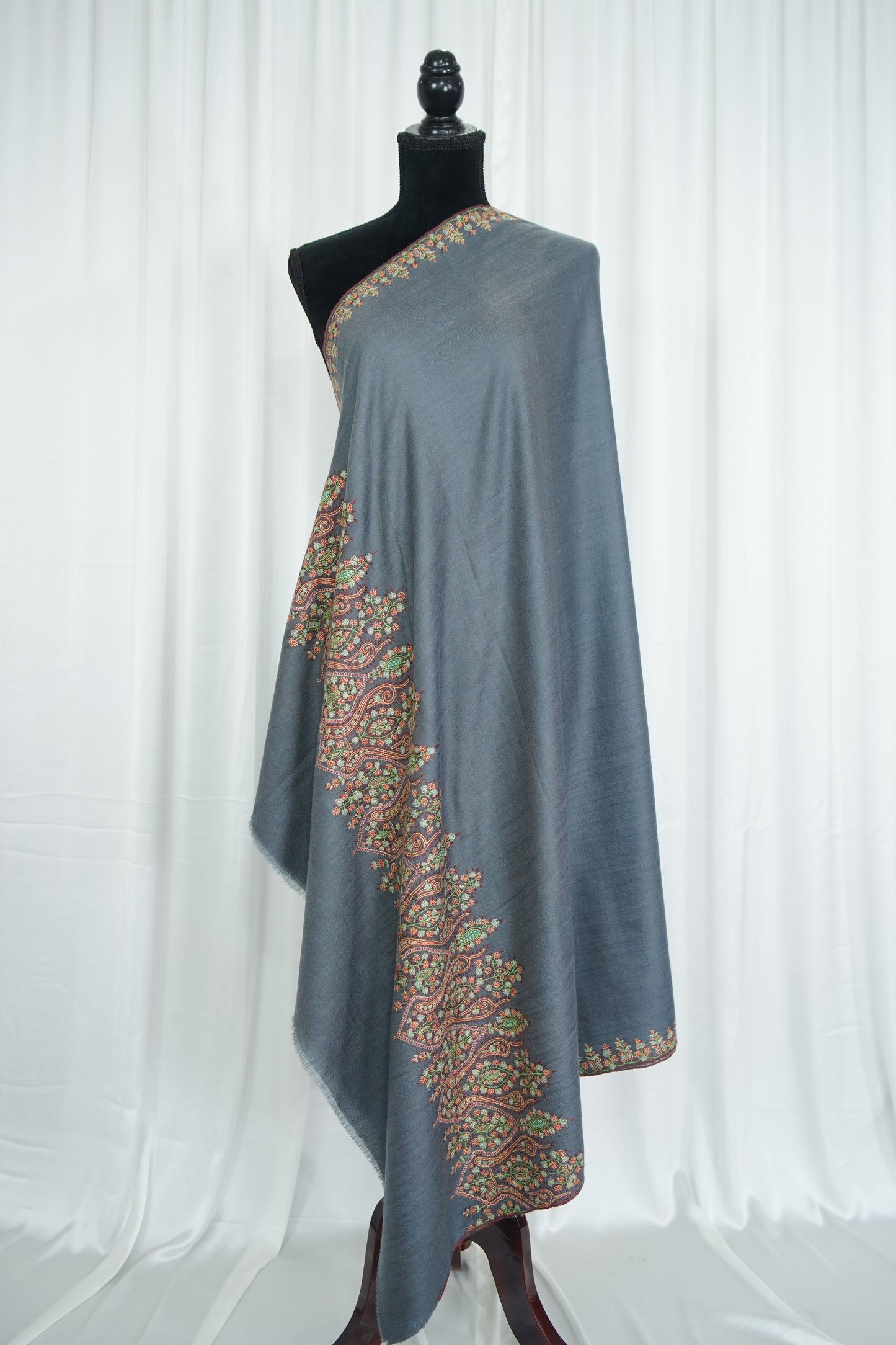 air force blue GI embroidery pashmina shawl 9514