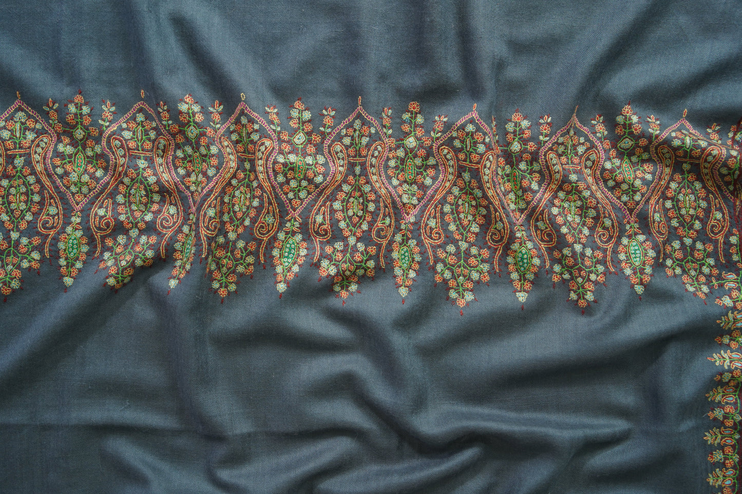 air force blue GI embroidery pashmina shawl 9514