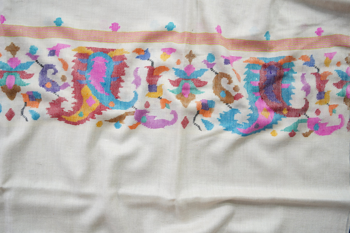 pure white kani palla shawl 9517